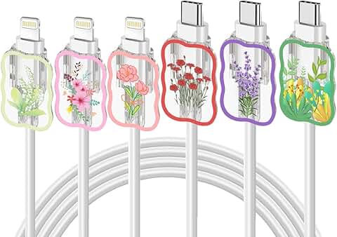 Six Sets of Cute Floral Cable Protectors