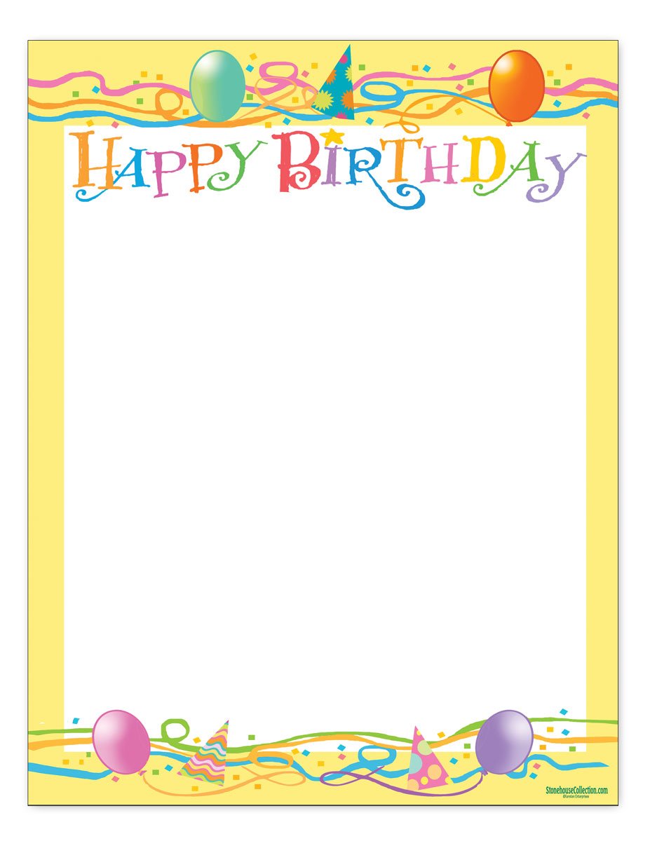 Birthday Letterhead Sheets, 8.5 x 11, 60 Sheets