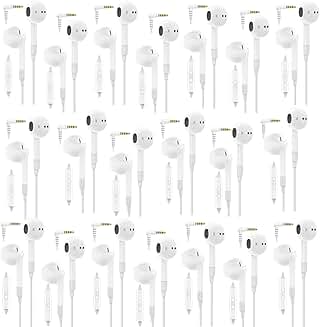 20 Pack Wired Earbuds with Microphone and Noise Isolation
