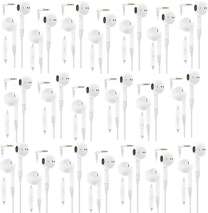 20 Pack Wired Earbuds with Microphone and Noise Isolation