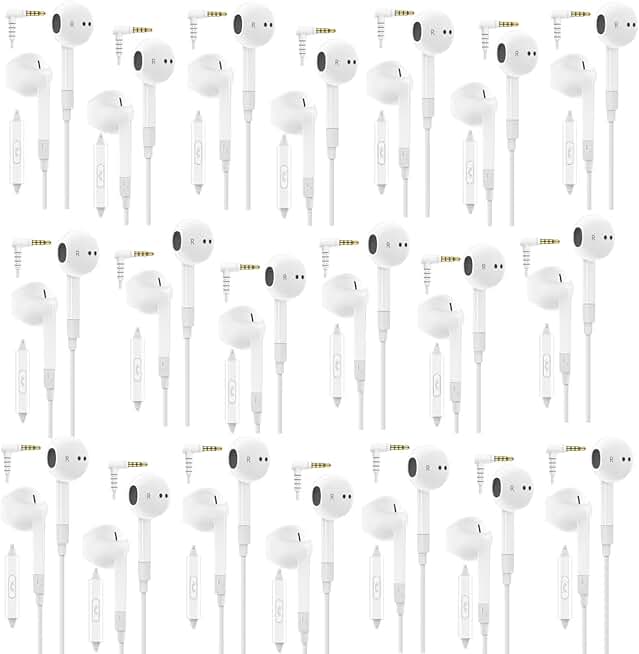 20 Pack Wired Earbuds with Microphone and Noise Isolation