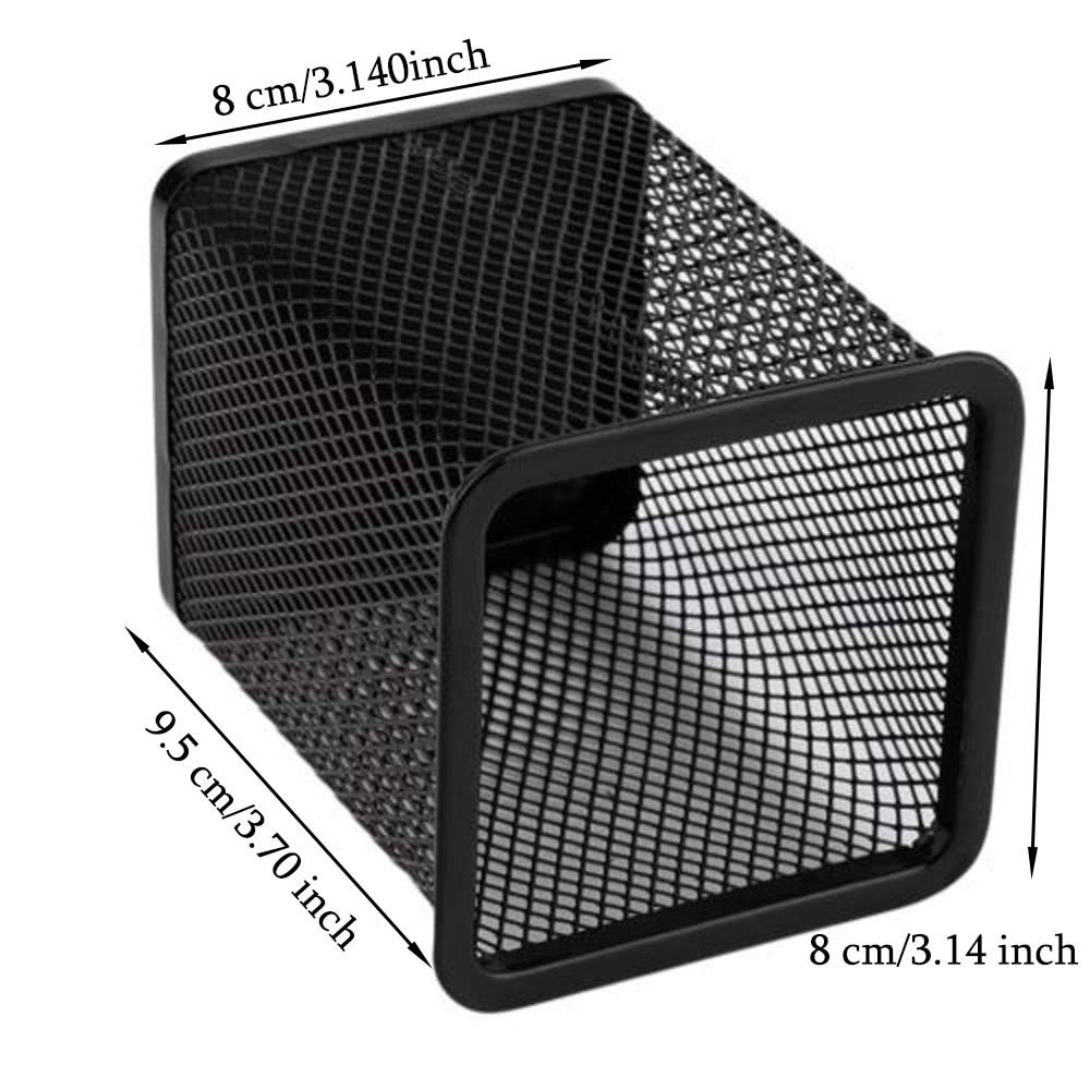Set of 3 Black Metal Square Pen Holders