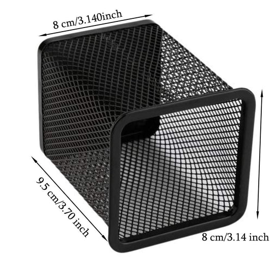 Set of 3 Black Metal Square Pen Holders