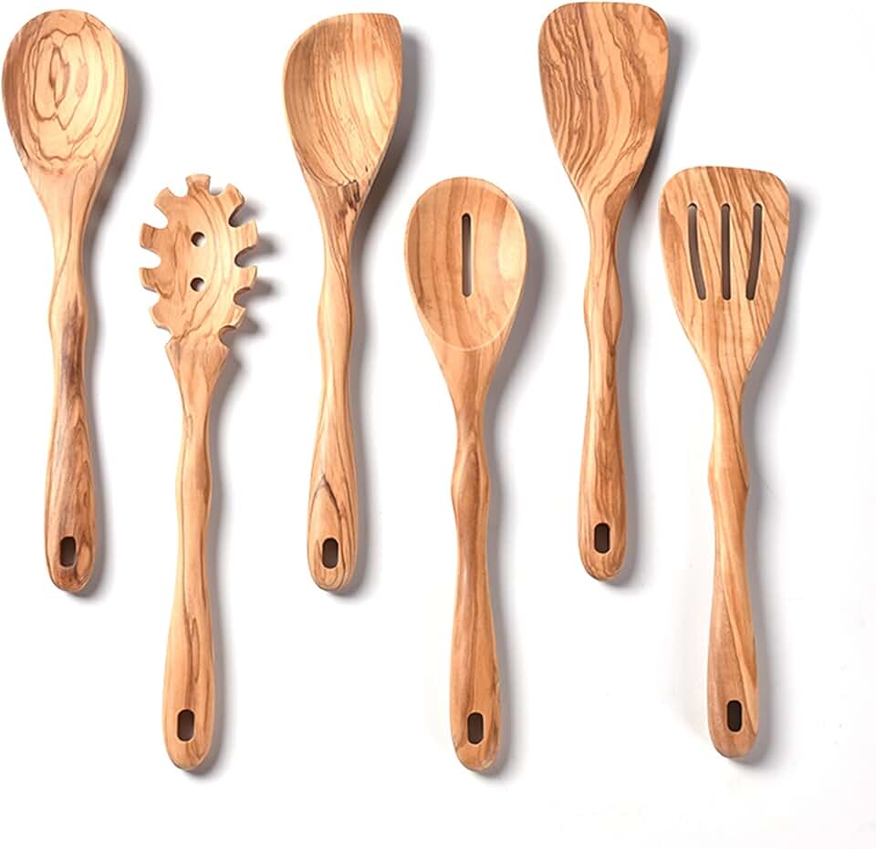 12-Inch Olive Wooden Cooking Utensil Set, 6 Pieces