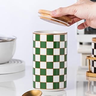 Large Black and White Ceramic Kitchen Canisters