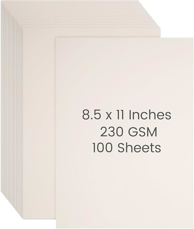 100 Sheets Ivory 8.5x11 Heavyweight Cardstock Paper
