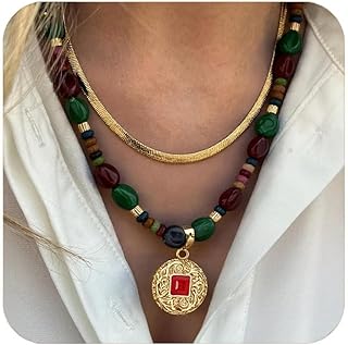 Two Beaded Boho Layered Necklace for Women