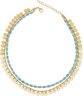 Double Layer Boho Necklace with Turquoise Beads