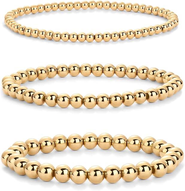 Gold Plated Beaded Bracelet Set for Women