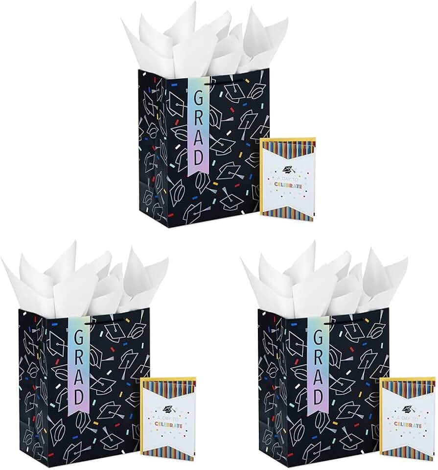 Large 13-inch Graduation Gift Bag with Card and Tissue (Set of 3)