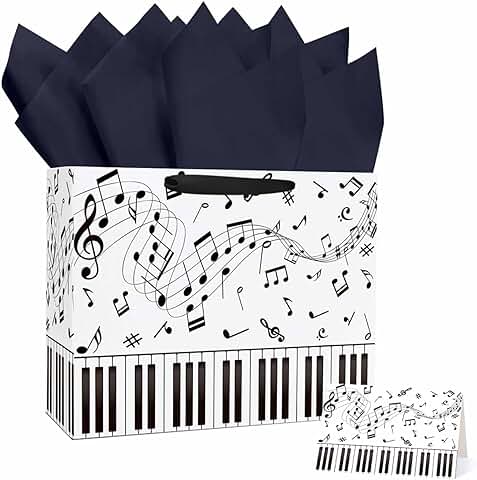 13-Inch Music Notes Gift Bag with Handle and Card
