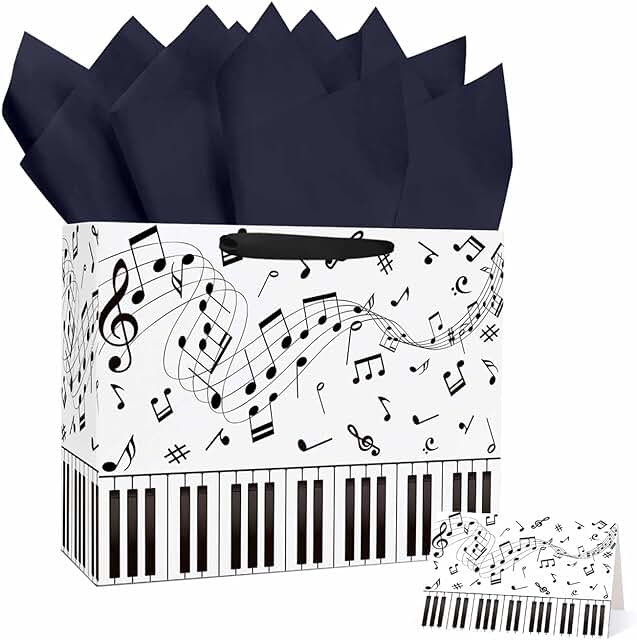 13-Inch Music Notes Gift Bag with Handle and Card