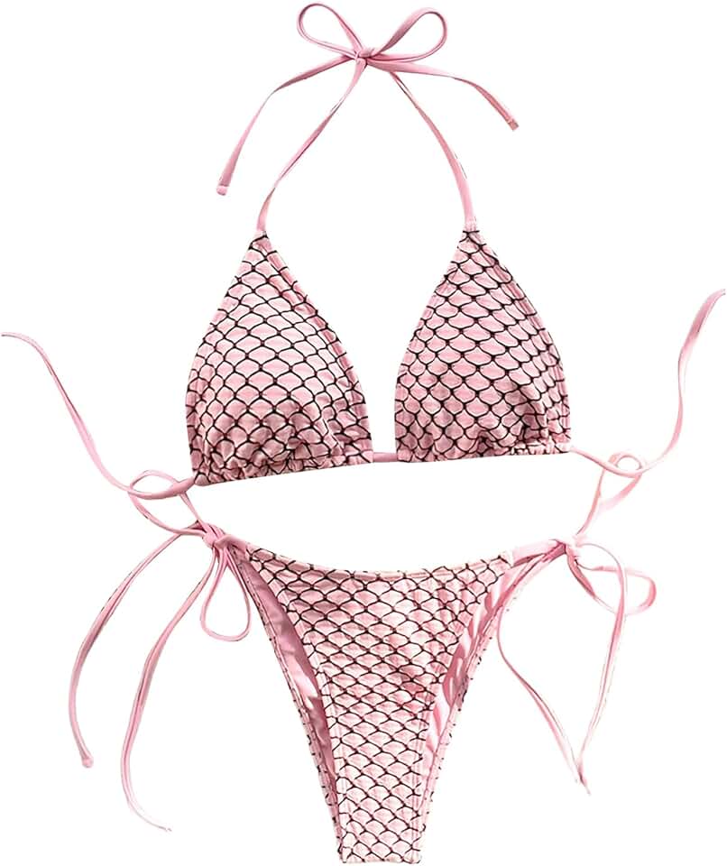 Women's Two-Piece Halter Bikini with Tie Sides