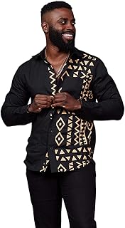 Men's African Button-Up Shirt in Regular and Plus Sizes