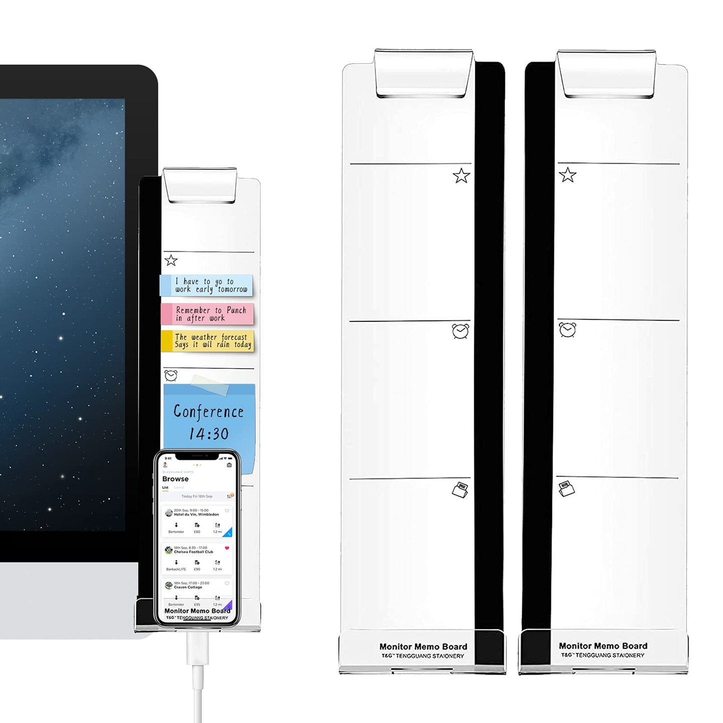 Two-Piece Office Desk Accessories with Memo Board and Phone Holder