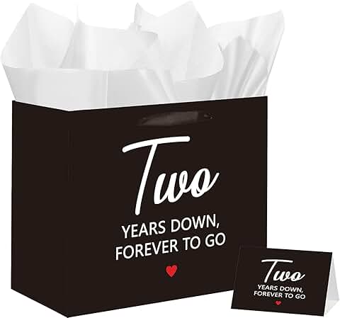 Second Anniversary Gift Bag with Card and Tissue