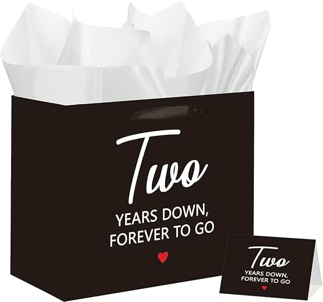Second Anniversary Gift Bag with Card and Tissue