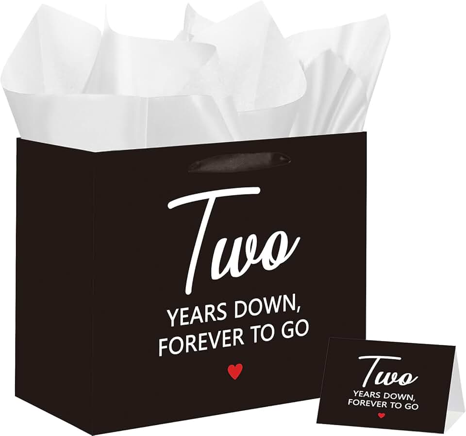 Second Anniversary Gift Bag with Card and Tissue