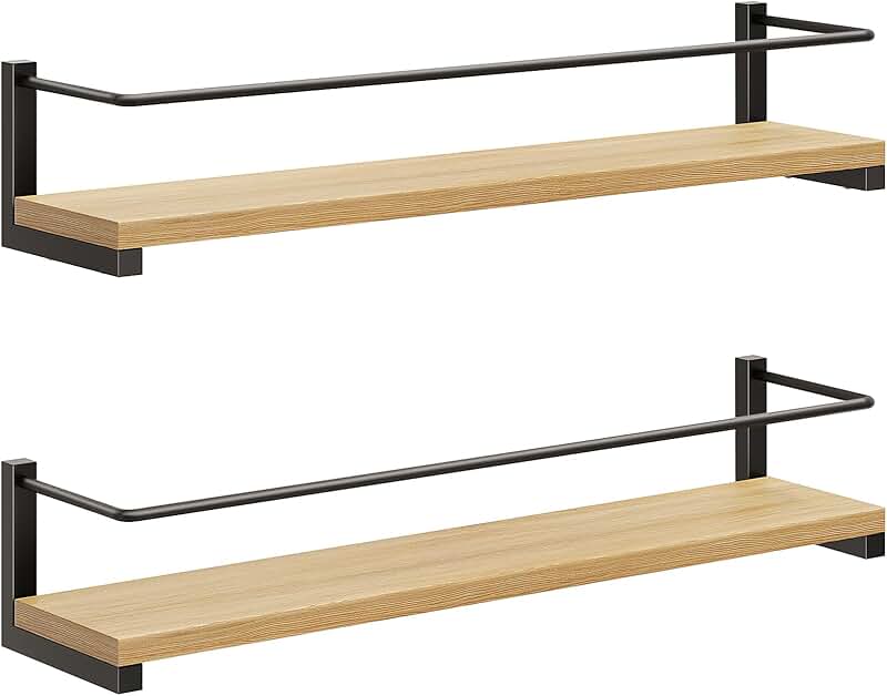 Wall-Mounted Rustic Wood Spice Rack, 2 Pack
