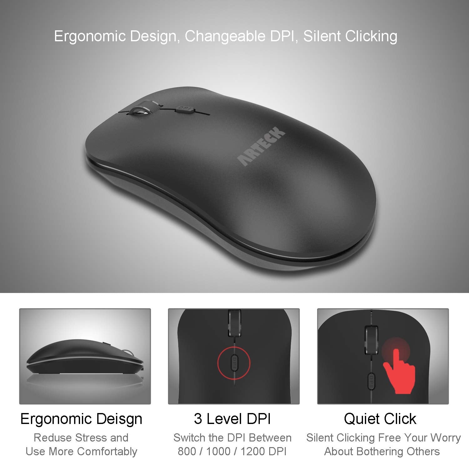 2.4G Wireless Keyboard and Mouse Combo Ultra Compact Slim Stainless Full Size Keyboard and Ergonomic Mouse for Computer / Desktop / PC / Laptop and Windows 10/8/7 Build in Rechargeable Battery