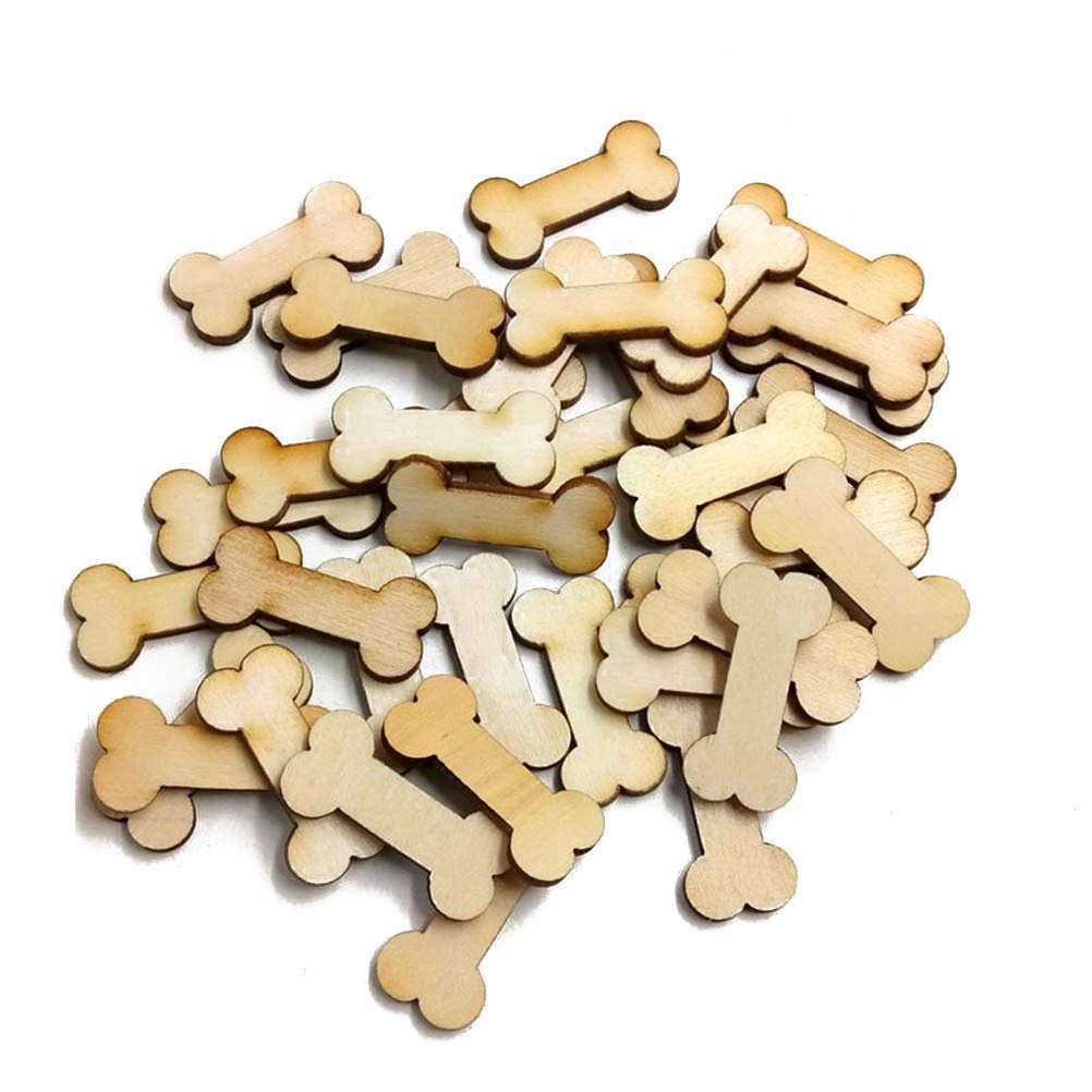 Unfinished Wooden Dog Bone Cutouts 100 pcs