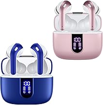 Pink and Blue True Wireless Earbuds with Charging Case