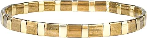 Brown Miyuki Tila Bead Stretch Bracelets for Women