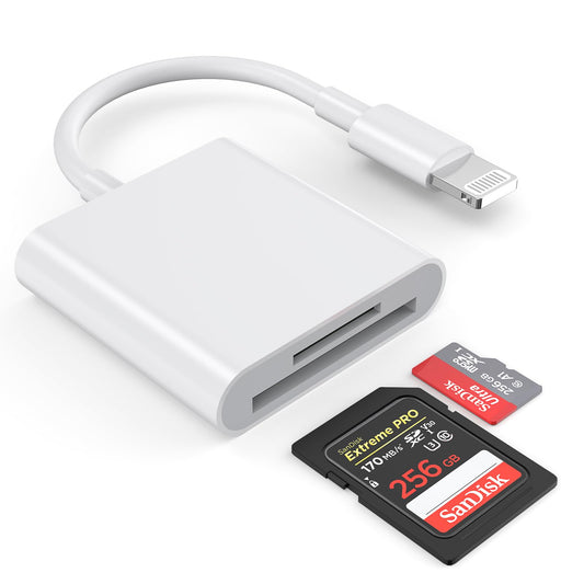 Dual Slot SD and TF Card Reader for iPhone and iPad