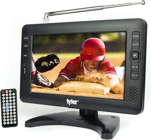 9-inch portable LCD TV with rechargeable battery and remote