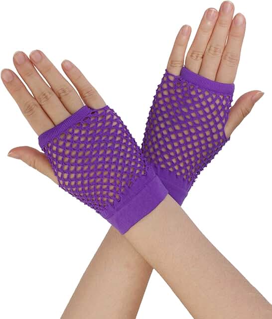 Women's Fishnet Fingerless Mesh Gloves for 1980s Party