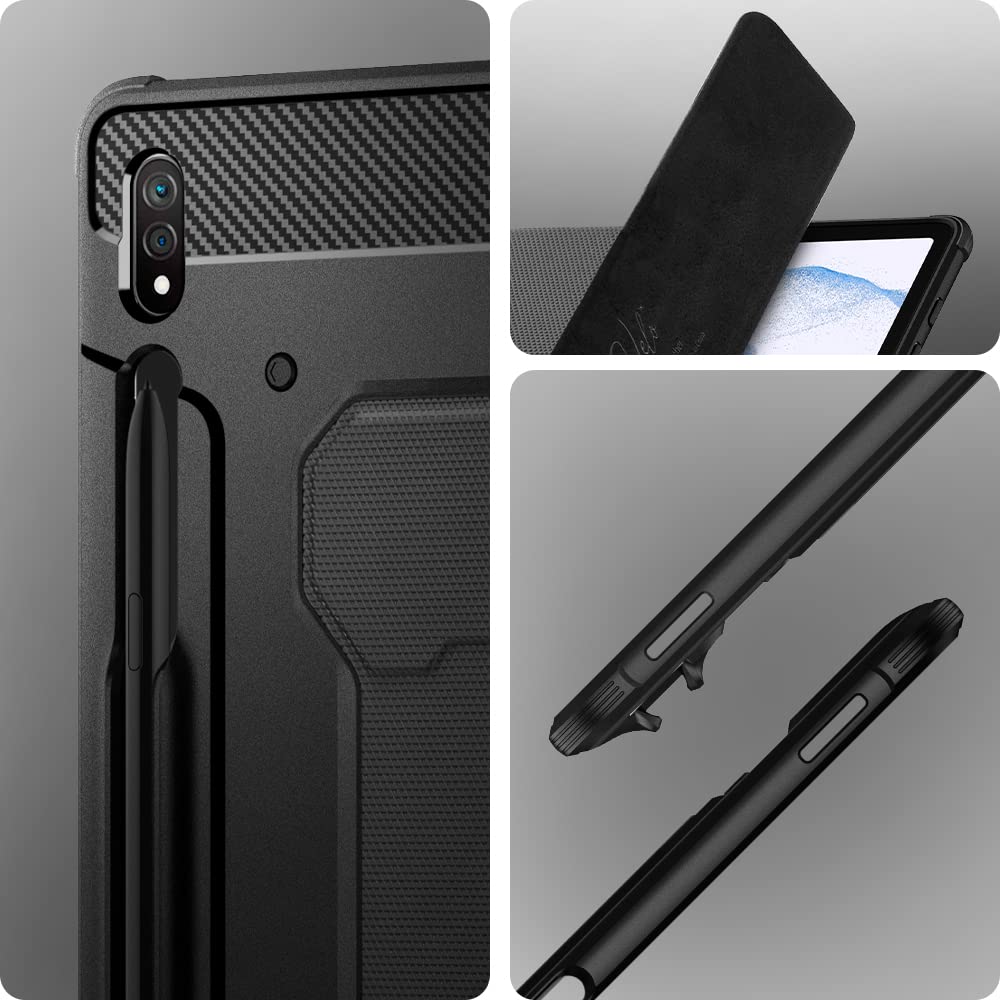 Rugged Armor Pro Designed for Galaxy Tab S8 Plus Case (2022) / Galaxy Tab S7 Plus Case (2020) with S Pen Holder - Black