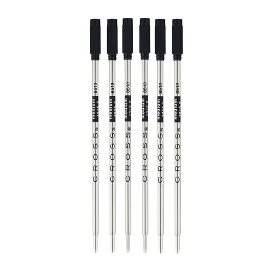 Black Ink Ballpoint Pen Refills, Medium Point, 6 Pack