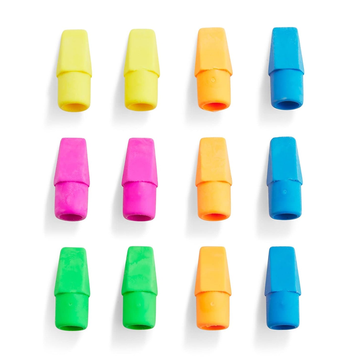 Assorted Color Arrowhead Cap Erasers, 12 Pack