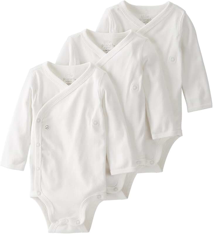 Three Organic Cotton Baby Long Sleeve Bodysuits