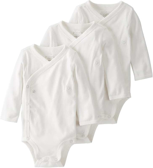 Three Organic Cotton Baby Long Sleeve Bodysuits