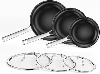 Nonstick Ceramic Frying Pan Set with Glass Lids