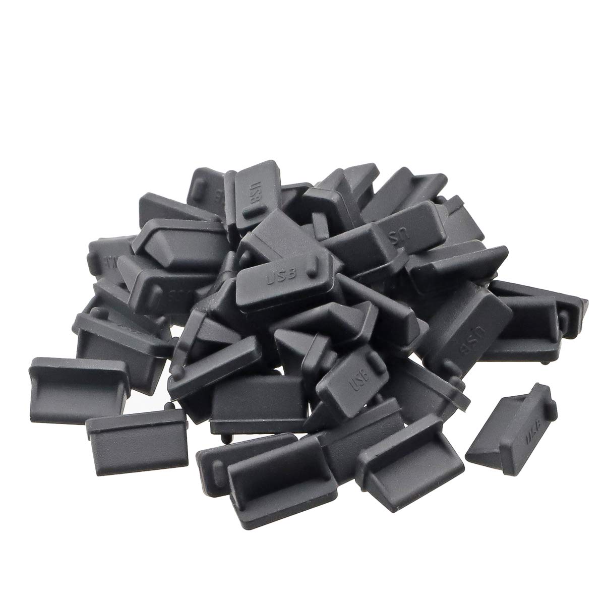 Set of 20 Black Silicone USB Port Covers