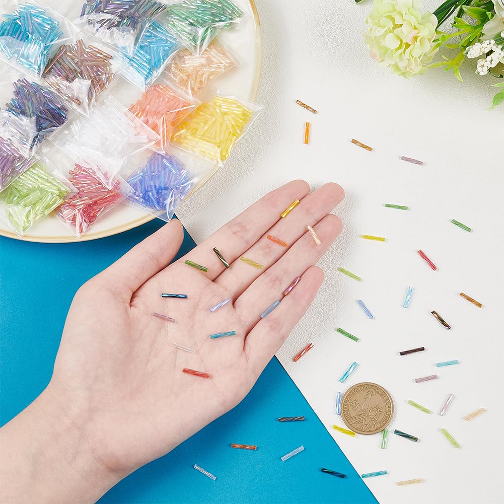 14 Color Twist Bugle Beads for Jewelry and Crafts