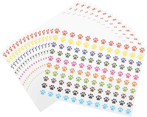 Multicolor Paw Print Stickers, 1800 Pieces