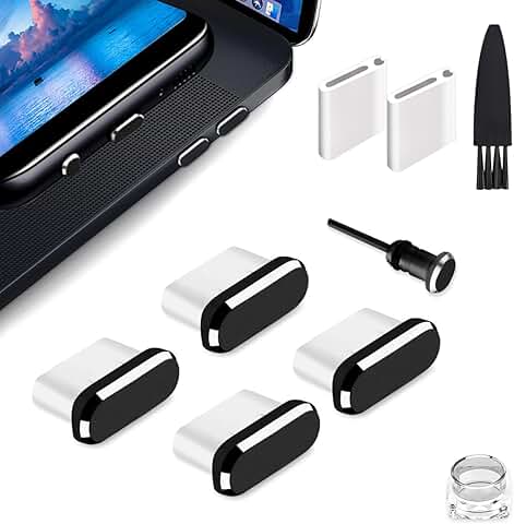 USB C Dust Plug Set with Cleaning Brush, 4 Pieces