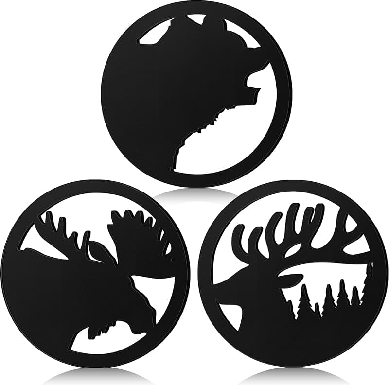 Set of 3 Black Bear Cast Iron Trivets for Hot Dishes