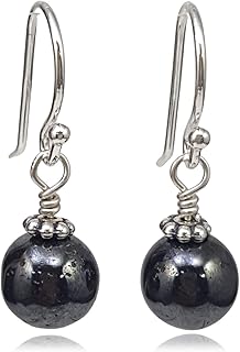 Handmade Silver Hematite Beaded Drop Earrings