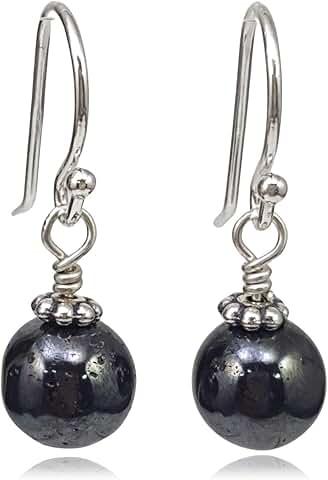 Handmade Silver Hematite Beaded Drop Earrings