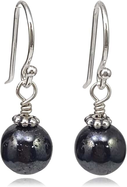 Handmade Silver Hematite Beaded Drop Earrings
