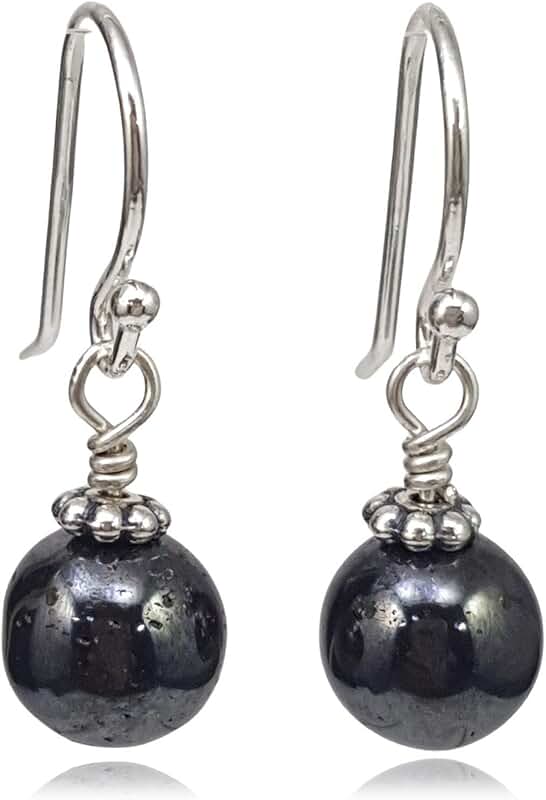 Handmade Silver Hematite Beaded Drop Earrings