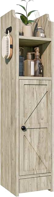 Small Gray Bathroom Corner Storage Cabinet
