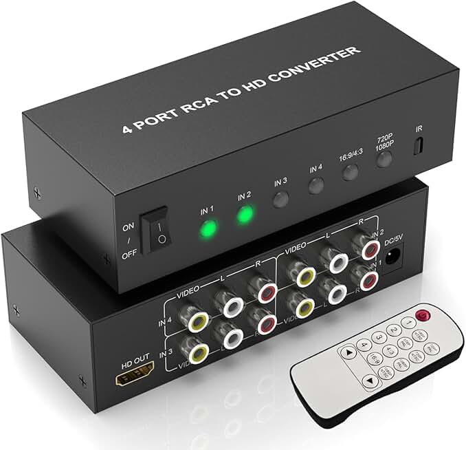 RCA to HDMI Converter with Remote, 1080P/720P