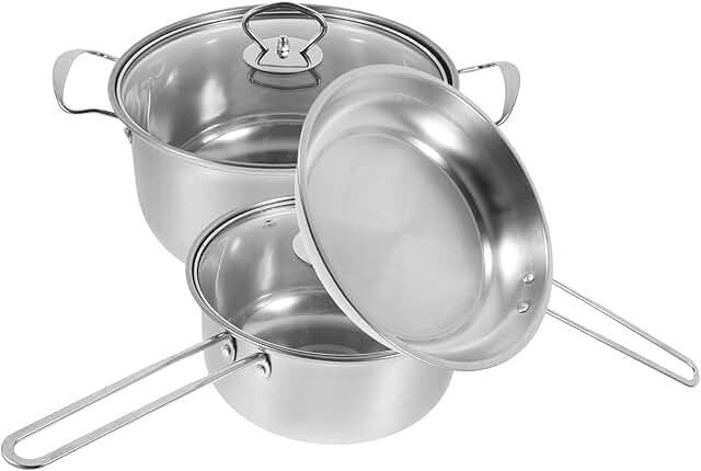 Stainless Steel Cookware Set with Soup Pot and Frying Pan