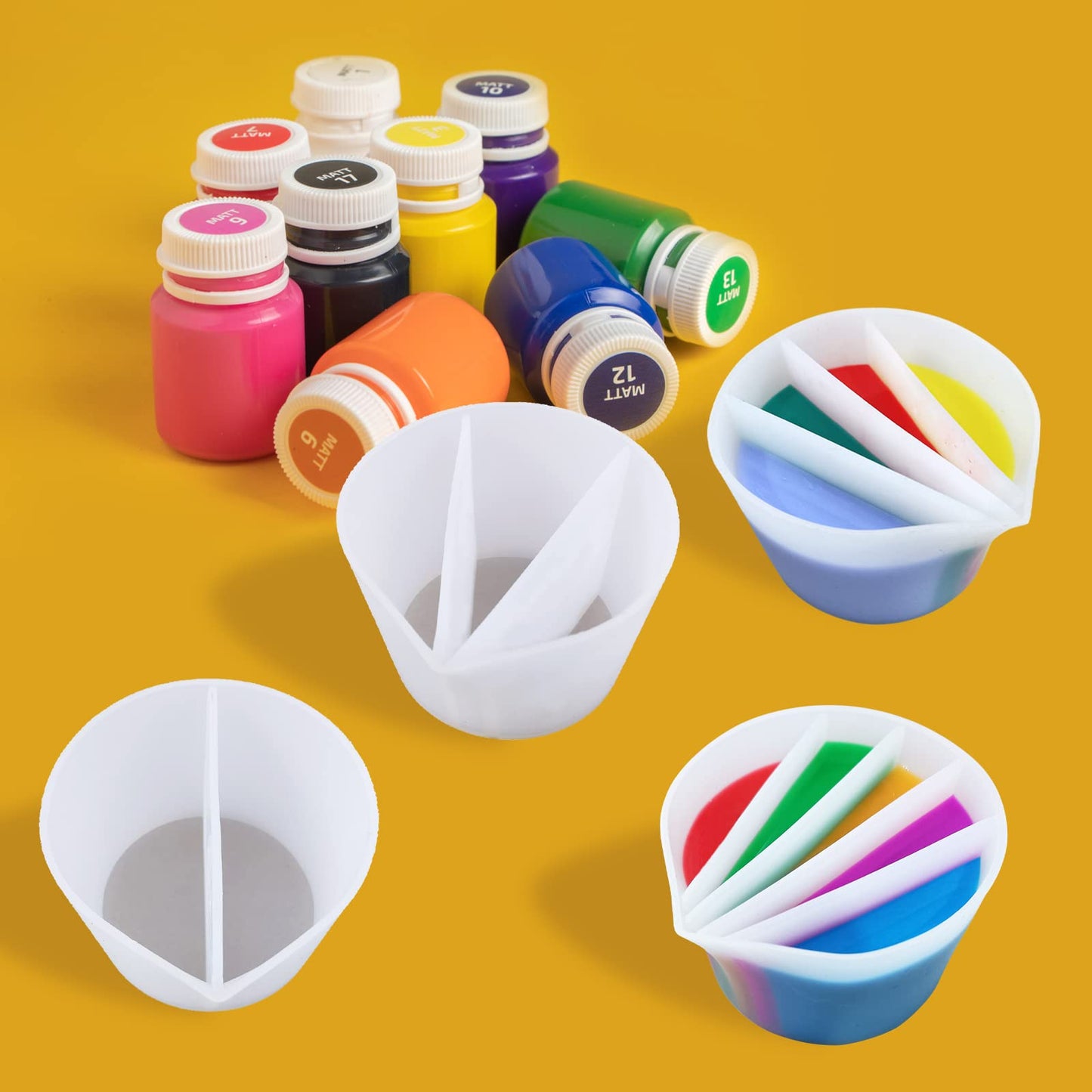 Split Cup for Paint Pouring Silicone Reusable 9cm