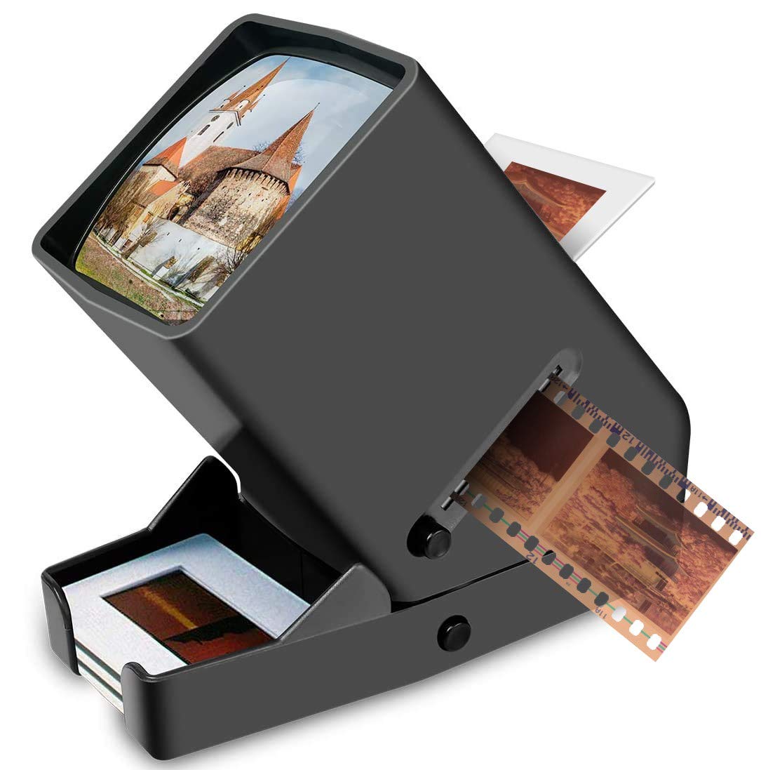 35mm Slide Viewer, 3X Magnification and Desk Top LED Lighted Illuminated Viewing and Battery Operation-for 35mm Slides & Positive Film Negatives(4AA Batteries Included)